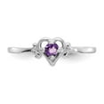thumbnail image 5 of Solid 14K White Gold Amethyst Purple February Gemstone Birthstone Heart Engagement Ring Size 5.5, 5 of 6