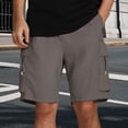 thumbnail image 2 of MIXUE Mens Shorts Summer Solid Color Elastic Waist Drawstring Casual With Pockets Breathable Work Outdoor Activities Sports Sportwear,Gray,M, 2 of 5