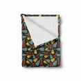 thumbnail image 2 of Guitar Soft Flannel Fleece Blanket, Antique Wooden Acoustic Guitars Illustration Folk Country Music Flamenco Retro Style, Cozy Plush for Indoor and Outdoor Use, 50" x 60", Multicolor, by Ambesonne, 2 of 6