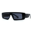 thumbnail image 1 of Womens Mod Flat Top Narrow Shield Exposed Side Lens Sunglasses All Black, 1 of 4