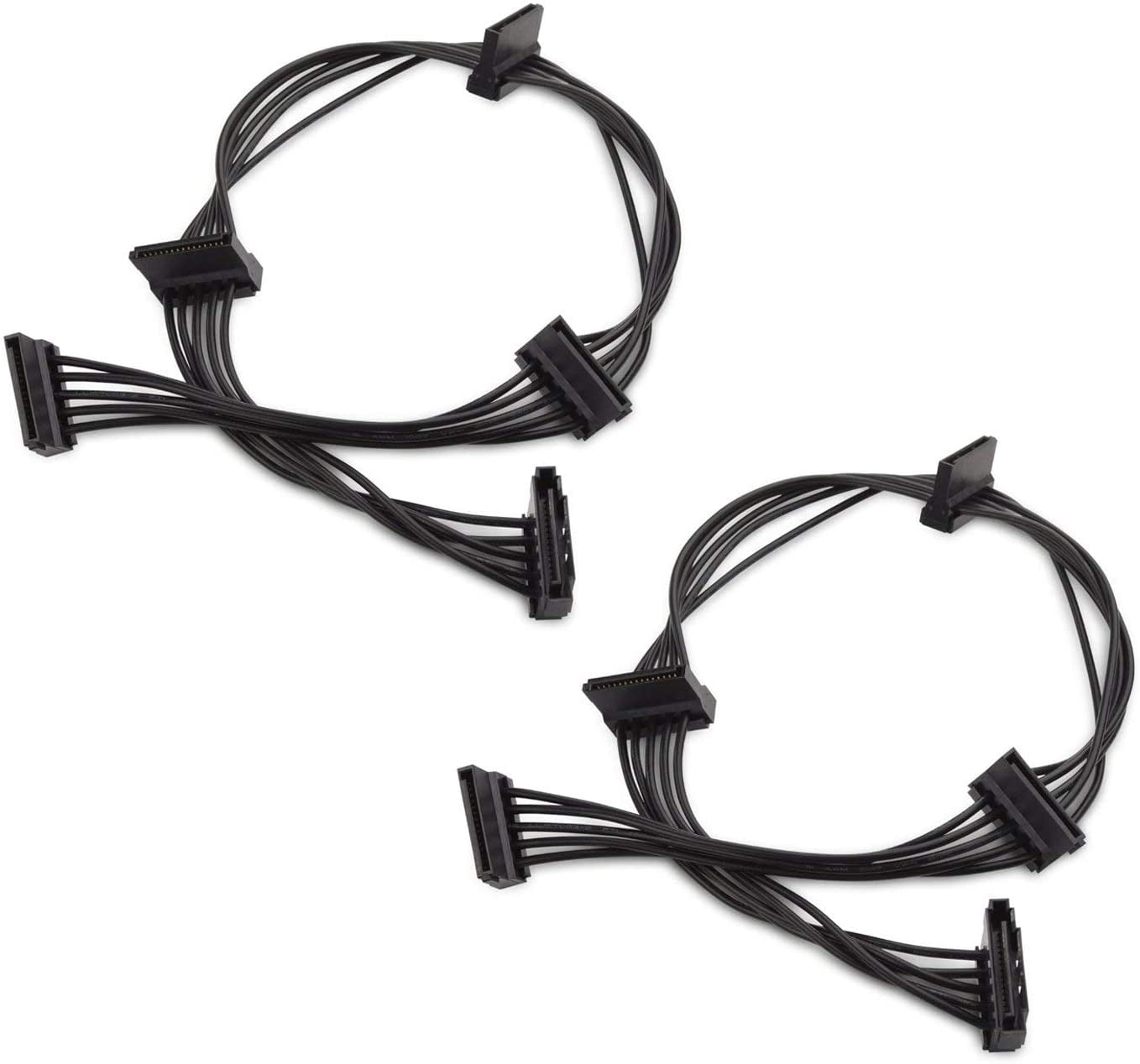 HRTGFD-2-Pack 15 Pin SATA to 4 SATA Power Splitter Cable - 18 Inches