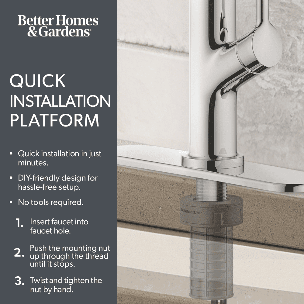 Better Homes & Gardens Clean Modern Chrome 4" Centerset Bathroom Faucet with Pull-Down Sprayer