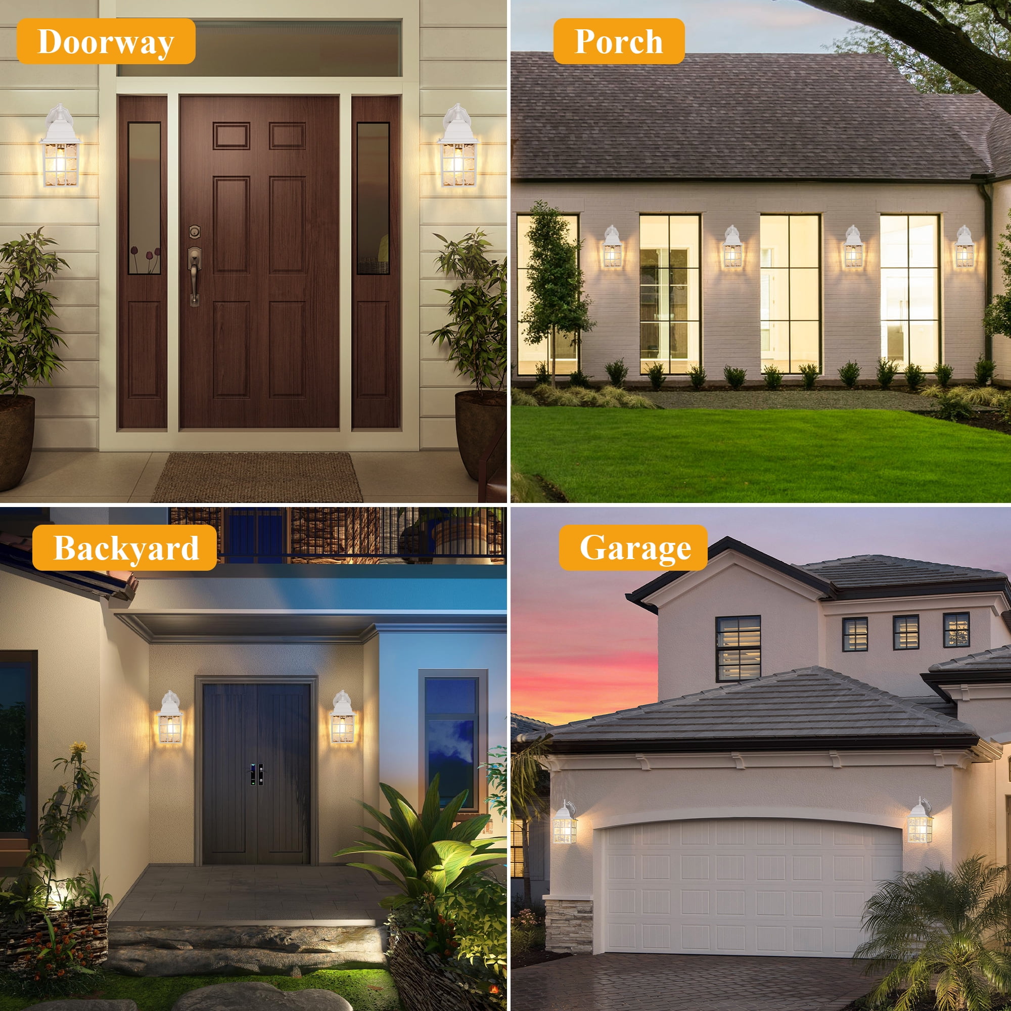 Dusk to Dawn Outdoor Wall Lights, Sensor Exterior Lights, Waterproof Porch Lights for Garage, Front Door (Set of 2)