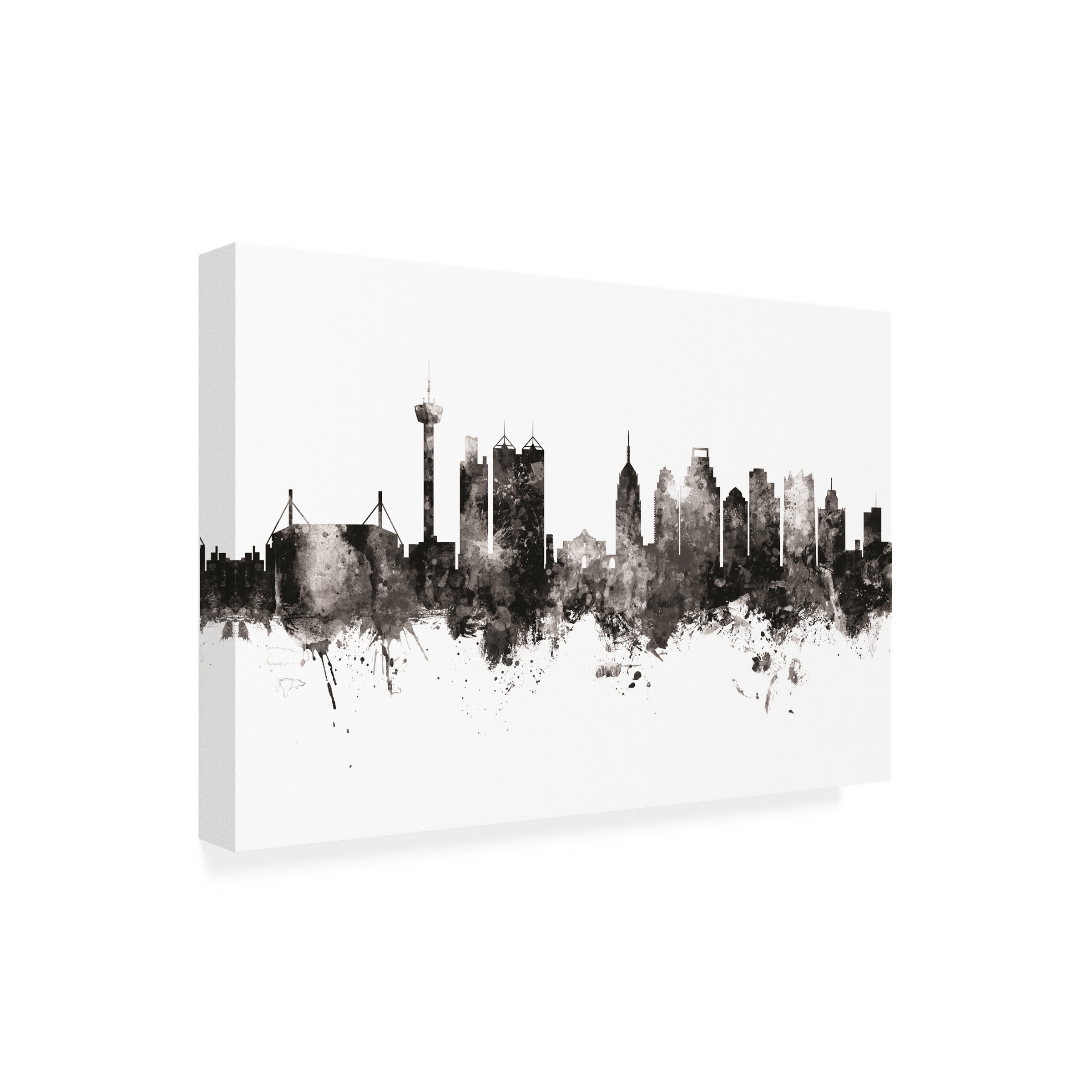 Michael Tompsett 'San Antonio Texas Skyline Black White' Canvas Art