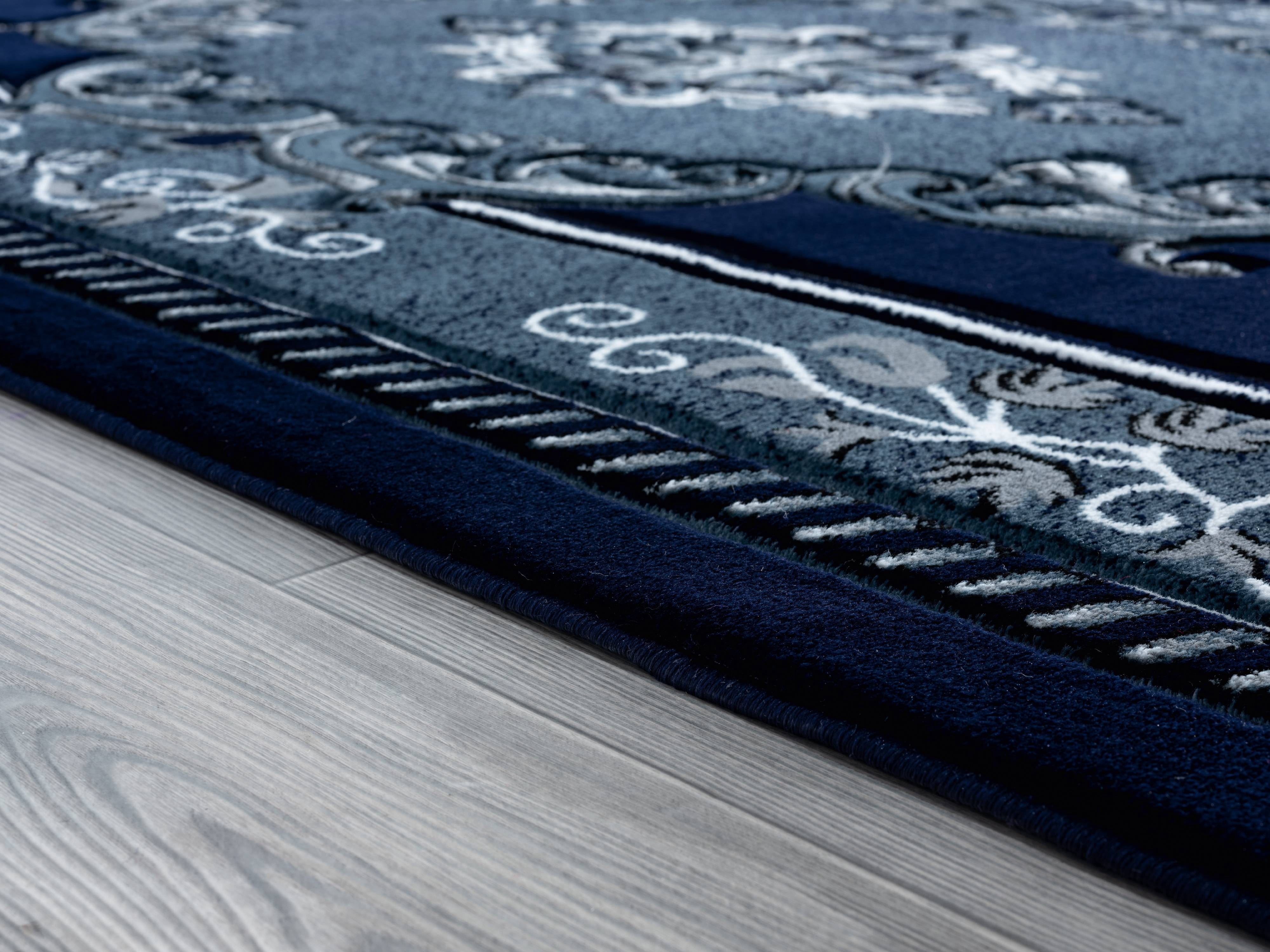 United Weavers Drachma Patras Traditional Medallion Accent Rug, Navy, 1'10" x 2'8"