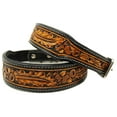 thumbnail image 3 of Small 13''- 17''   Heavy Duty Padded Leather Flower Tooled Accorn Dog Collar 60FK04, 3 of 4