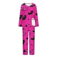 thumbnail image 4 of QIUOMBBP Halloween Pajamas for Women 2 Piece Sets Funny Graphic Long Sleeve Shirts and Pants Loungewear Pjs Fall Winter Sleepwear, Hot Pink, M, 4 of 7