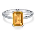 thumbnail image 3 of Gem Stone King PLAT-900 Platinum Yellow Citrine Engagement Ring for Women | 2.33 Cttw | Octagon 9X7MM | Gemstone November Birthstone | Size 6, 3 of 6