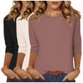 thumbnail image 1 of Tops de verano Zeagoo 2025 con mangas 3/4 para mujer, holgados, paquete de 3, 1 of 7