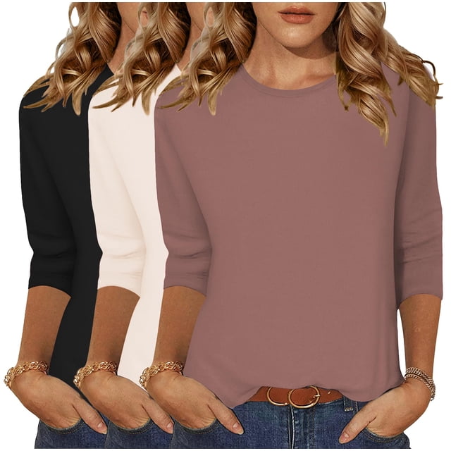 Tops de verano Zeagoo 2025 con mangas 3/4 para mujer, holgados, paquete de 3