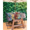 thumbnail image 2 of Vintage Floral Outdoor Tablecloth - 60x102 Inch Rectangle Dining Table Cover, Farmhouse Botanical Flowers Waterproof Outdoor Table Cloth with Umbrella Hole & Zipper for Picnic/Patio/Party, 2 of 5
