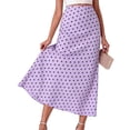 thumbnail image 3 of RYDCOT Women's Flowy Skirts Elastic High Waisted Polka Dot Printed Trendy Casual Skirts Purple, 3 of 5