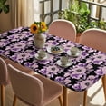 thumbnail image 3 of Purple Floral Table Cloths for 3 Foot Rectangle Tables, Abstract Watercolor Flower Leaf Plant Patio Waterproof Elastic Fitted Tablecloths, Washable Rectangular Table Cover for Camping, 3 of 8