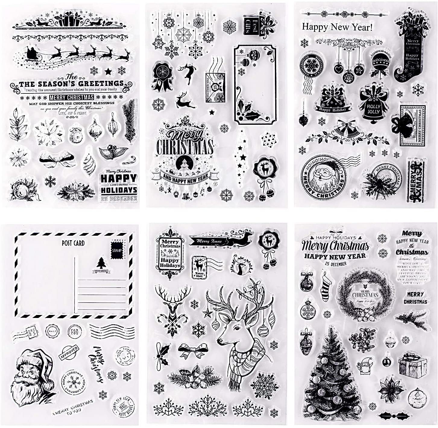 Clear Transparent Stamp for DIY Scrapbooking/Card Making Decoration/Photo Album Decorative UCEC 8 Sheets Silicone Stamps Vintage Plants Silicone Rubber Stamps