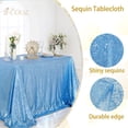 thumbnail image 4 of Sparkly Sequin Tablecloths for Rectangular Tables - Baby Blue Overlay Decorations for Spring, Reception, or Baby Shower - 90x156inch, 4 of 7