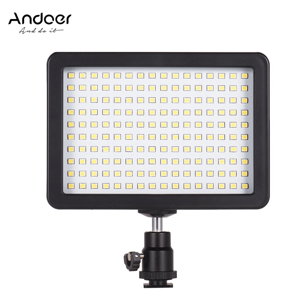Andoer Portable 160pcs LED Video Light Lamp 5600K Color Temperaure with Dimmable Switch Ultra Bright Camera Lighting Panel 3 Filters for Photo Video Photography for DSLR Cameras & Camcorders
