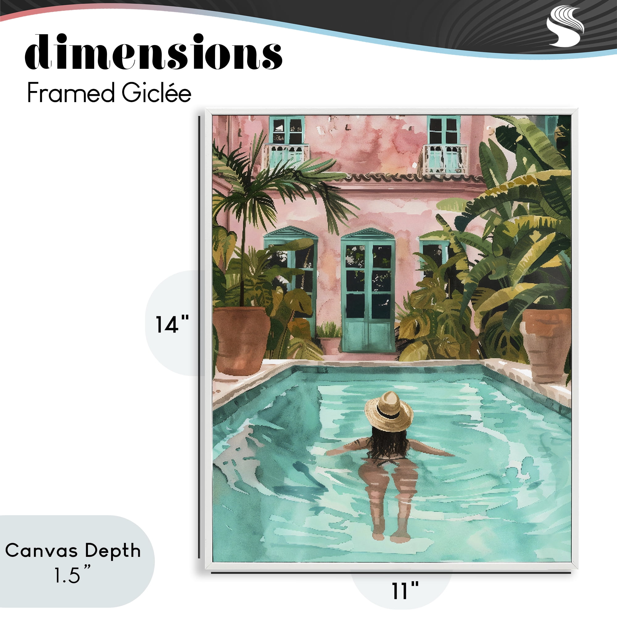 Stupell Industries Girl Swimming In Pool White Framed Giclee Art, design by The Prints Vibe