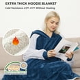 thumbnail image 4 of Winthome Wearable Blanket Hoodie Oversized Big Hooded Blanket Soft Warm Sweatshirt Sherpa Fleece Blue & Gray with Deep Pockets for Unisex 4.5-6ft, 120-160lb M, 4 of 7