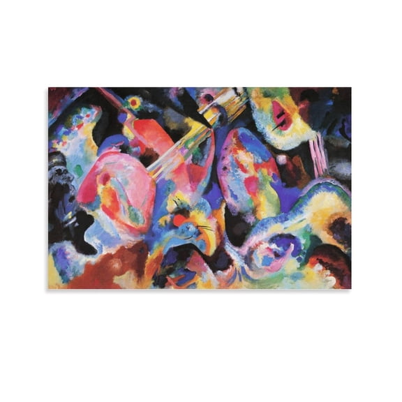 Wassily Kandinsky Improvisation. Deluge Picture Print Wall Art Poster Painting Canvas Posters Artworks Gift Room Aesthetic 16x24inch(40x60cm)