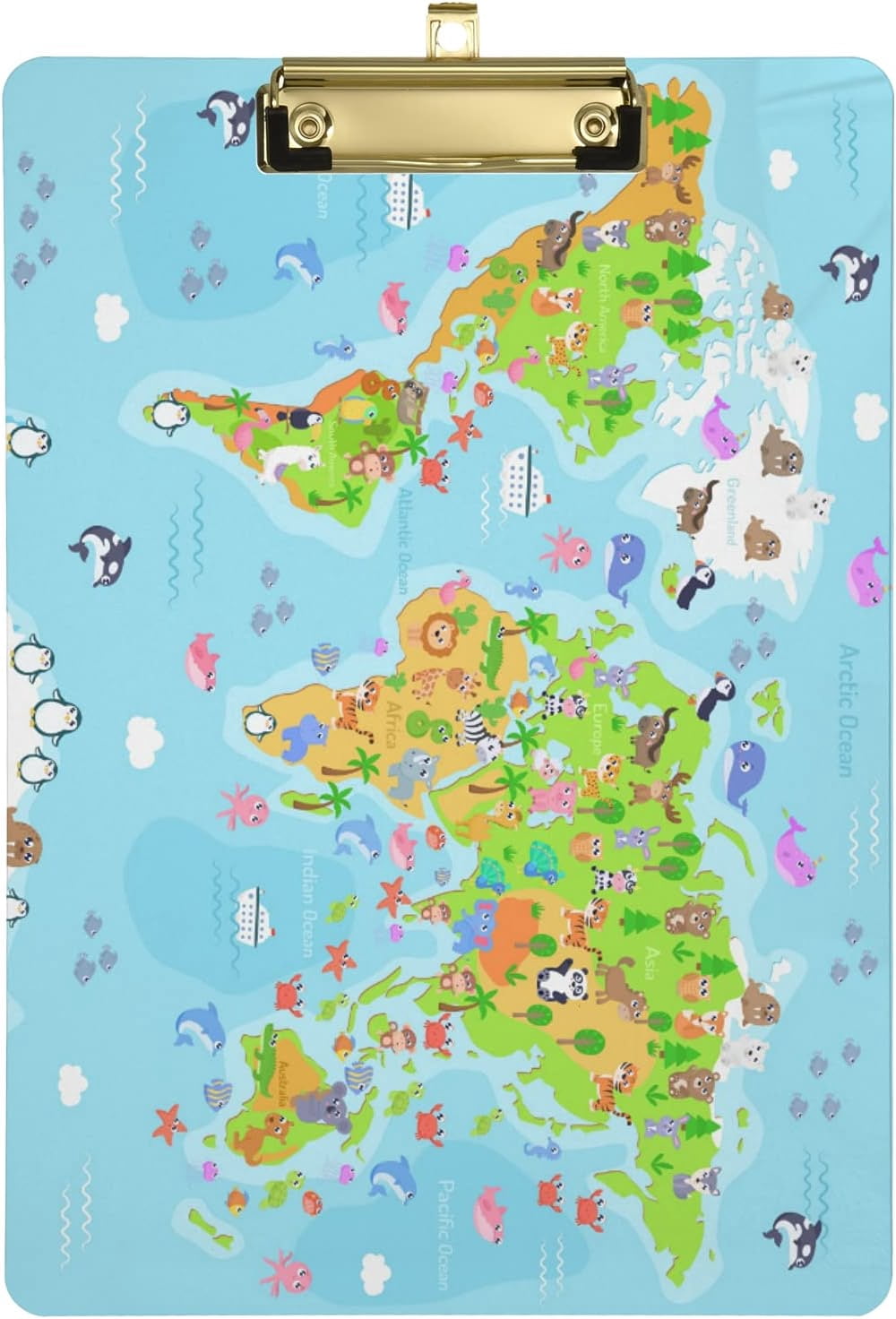 Pack Map Board FMSHPON Cute World Map Blue Ocean Clipboard Hardboard Wood Nursing Clip ...