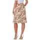 thumbnail image 3 of Faldas midi florales para mujer Inspire Chic, con volantes, cintura alta, fluida, en línea A, con abertura, longitud a la rodilla, color beige, 3 of 6