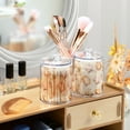 thumbnail image 3 of Yayeee 4 Pack Qtip Holder Bathroom Cotton Swab Canister with Lid Clear Dispenser Set, Pink Seashell, 3 of 6