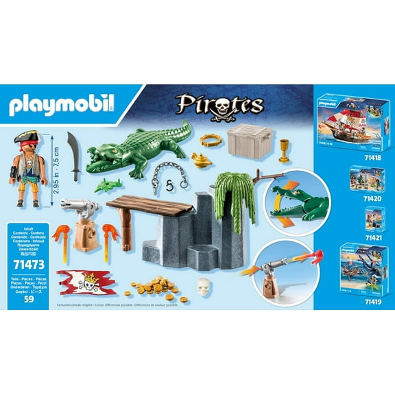 PLAYMOBIL Starter Pack 71473 Pirate with Alligator from 4 Years, Einheitsgröße