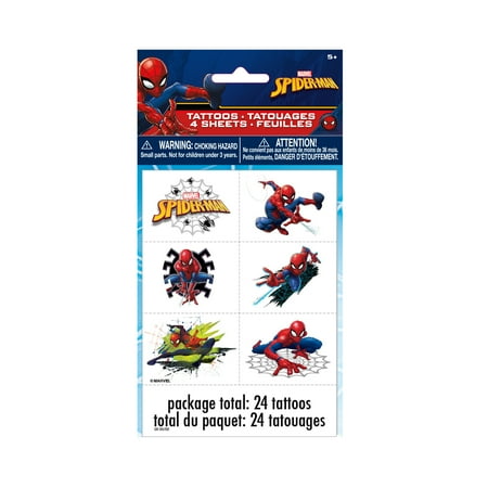 - Spiderman Temporary Tattoos, 24ct