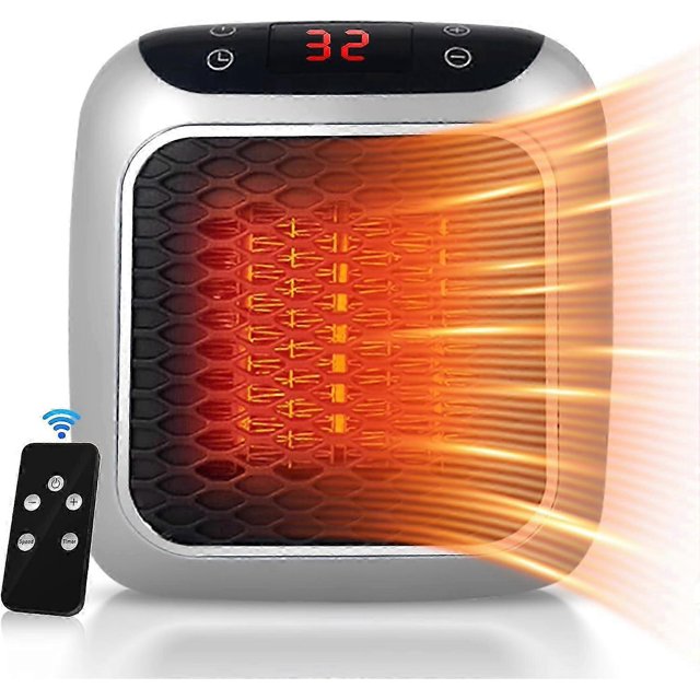 Portable Heater, 800W Ceramic Plug in Heater, Space Electric Fan Heater with Remote Control, 12H Timer, LED Display, 2 Heat Setting-Sa