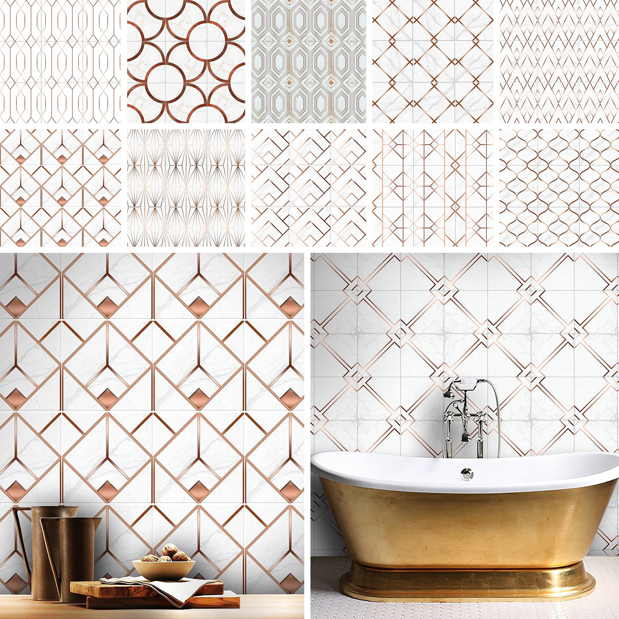 New 9pcs 3D Self Adhesive Mosaic Tile Sticker Bathroom Kitchen Wall Stickers CA 