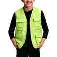 thumbnail image 2 of TGSLY Utility Cargo Vest for Children Lightweight Zip Up Sleeveless Layering Gilet Loose Casual Solid Color Fall Winter Outdoor Waistcoat 9-10 Years, 2 of 7