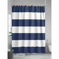 thumbnail image 5 of Shower Curtains for Bathroom-66"x72", Nautical Navy Blue and White Stripe Waterproof Bath Curtain Grommet Shower Curtain Set with Hooks, Modern Geometric Line Art Washable Bath Accessories, 5 of 6