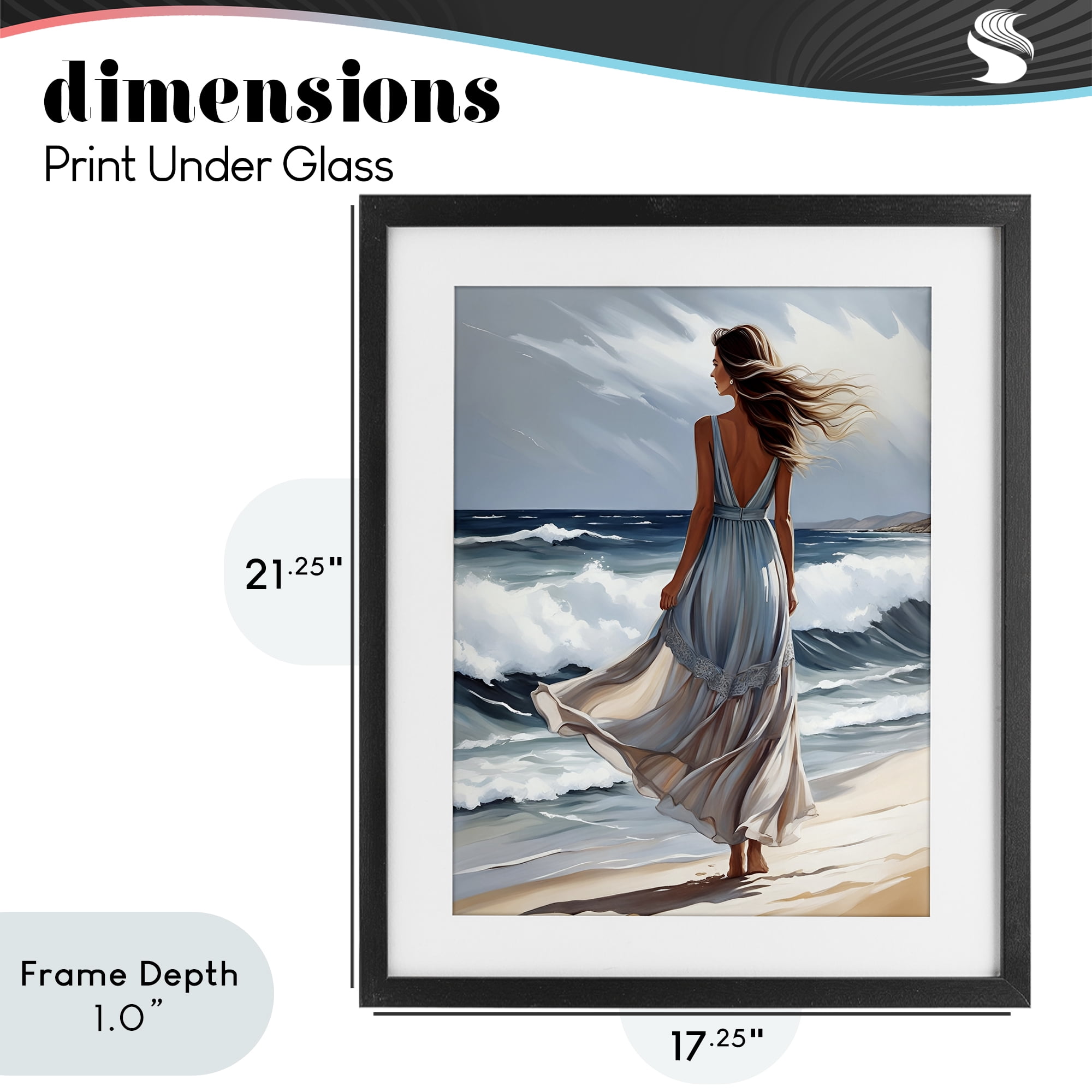 Stupell Industries Walk In The Waves Black Framed Print Under Glass, design by Tabz Jones