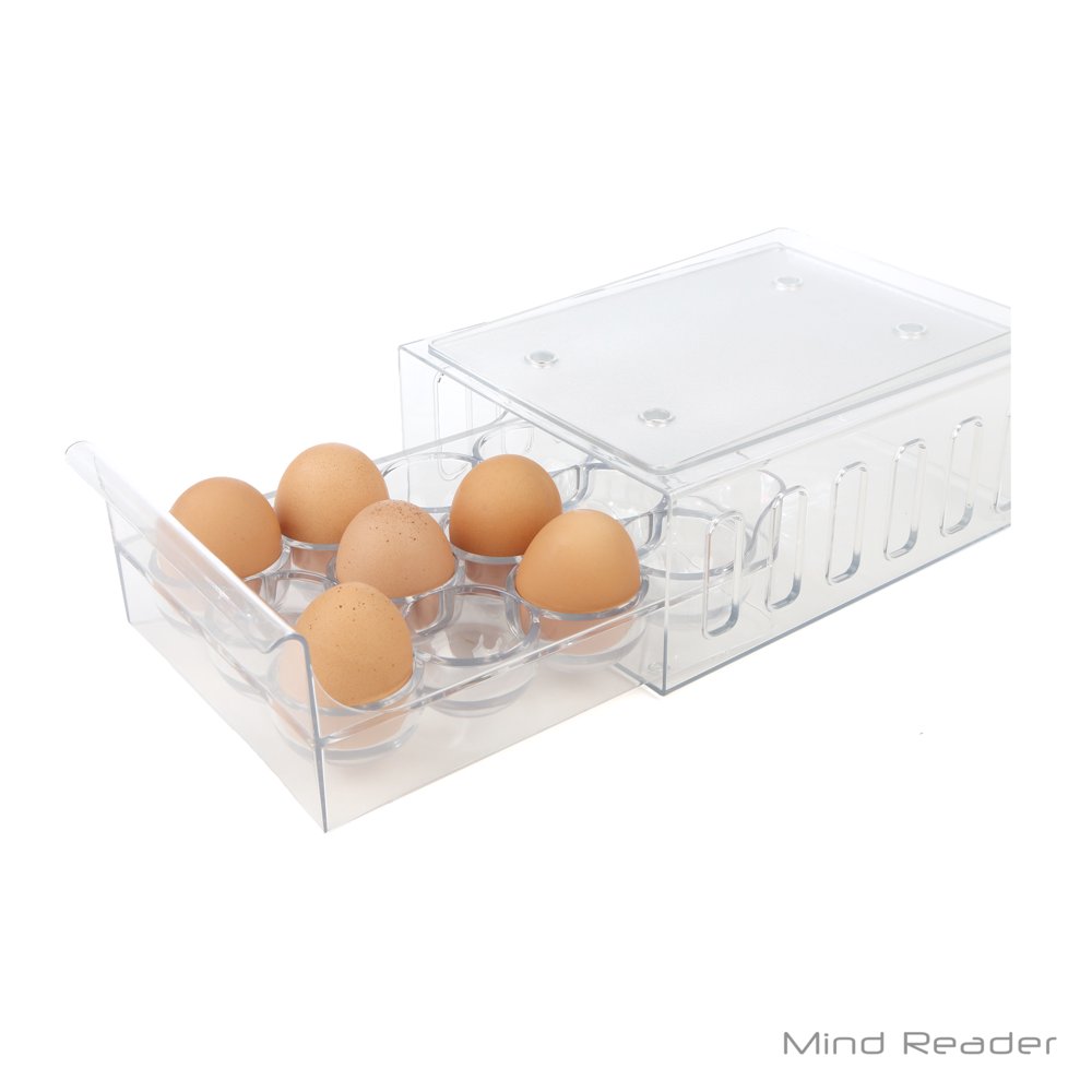 Mind Reader Egg Holder Refrigerator Storage Container, 12 Egg Tray