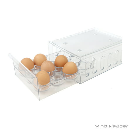 Mind Reader Egg Holder Refrigerator Storage Container, 12 Egg Tray,