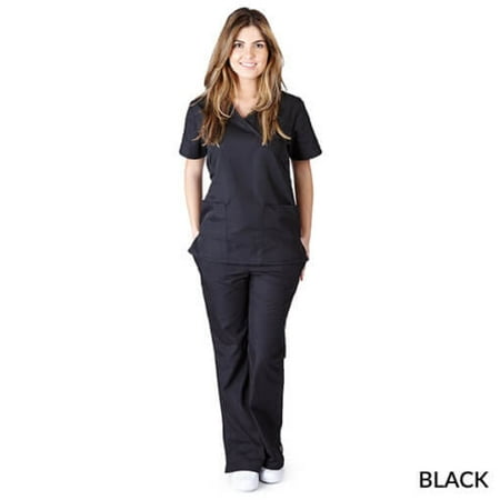 

Women s Six-Pocket Mock Wrap Medical Scrub Set