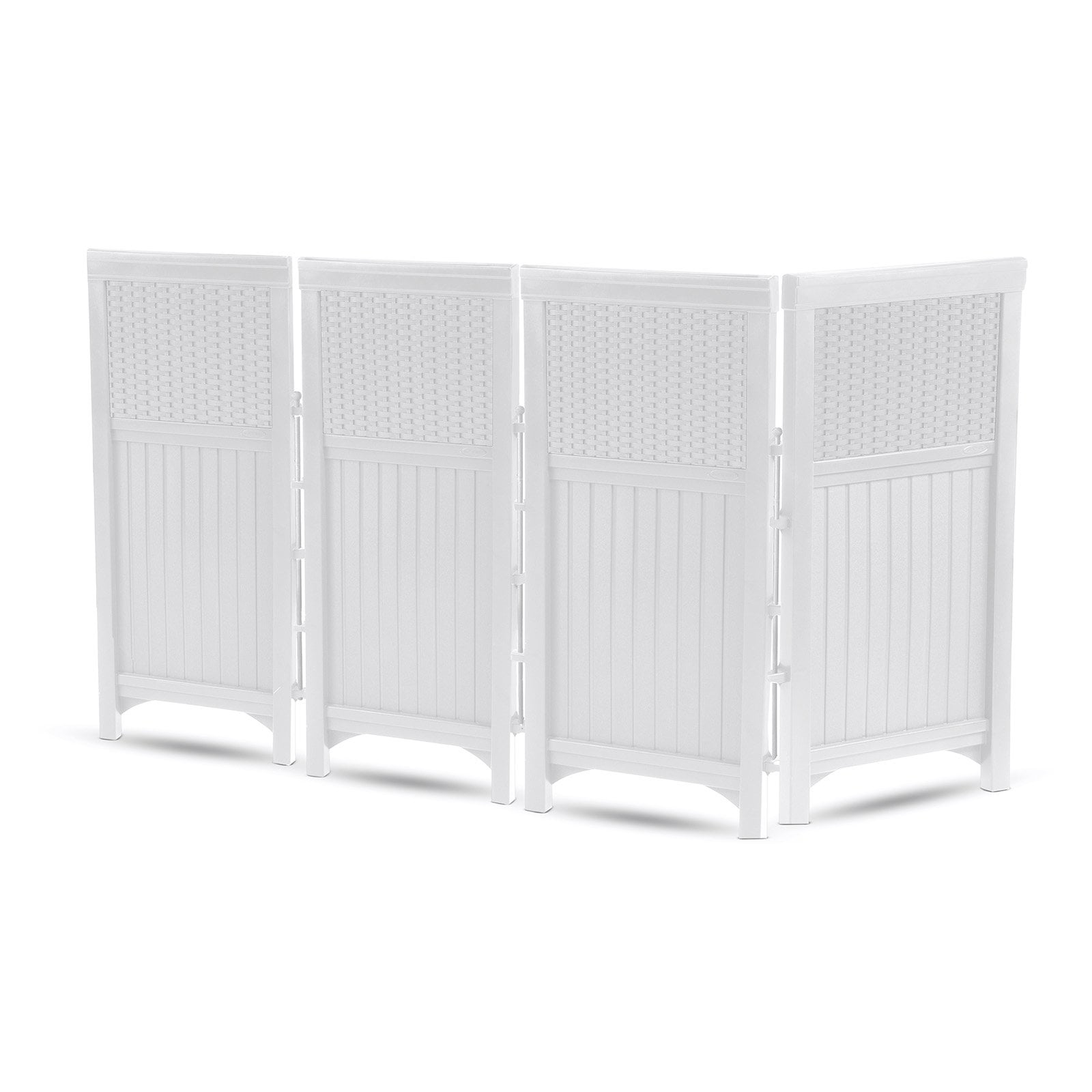 Suncast 4Panel 44 in Outdoor Resin Wicker Screen Enclosure, White, Powder Finish