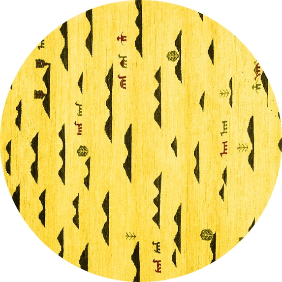 Ahgly Company Indoor Round Solid Yellow Modern Area Rugs, 7' Round