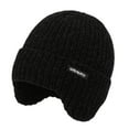 thumbnail image 6 of Men Winter Windproof Fleece-Lined Soft Earmuffs Cap Beanies Hat Knitted Hat Ear Protection Cap BLACK, 6 of 8