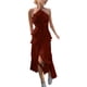 thumbnail image 3 of TaTaai Women's Chiffon V-Neck Spaghetti Strap Midi Dress Ruffle Pleated Design Flowy Long Dress Slim Fit Casual Dress for Daily Vacation Gift, 3 of 7