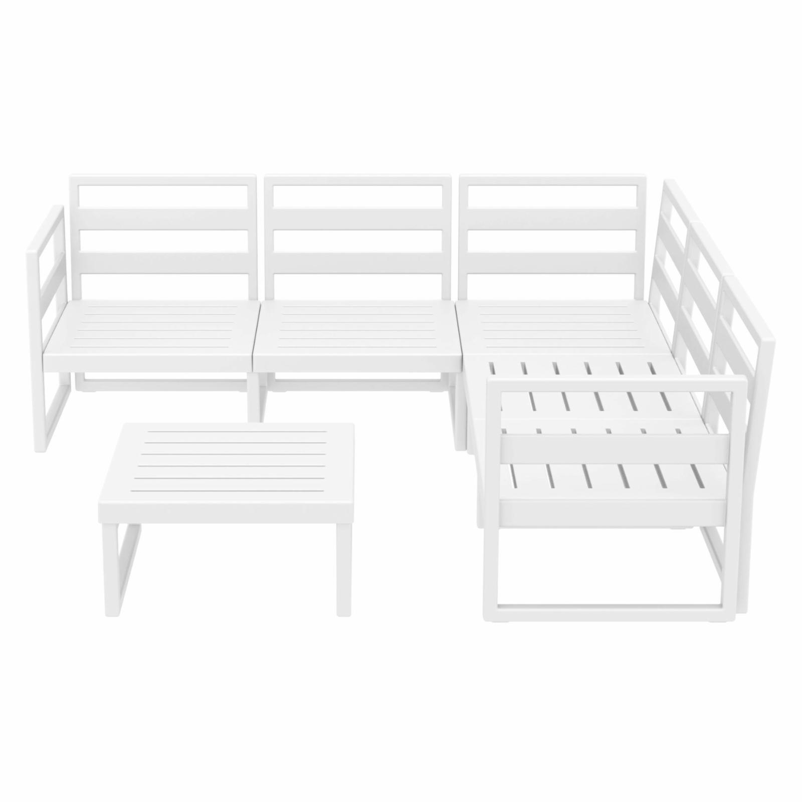 Mykonos Corner Sectional Lounge Set White with Acrylic Fabric Charcoal Cushions - image 4 of 8