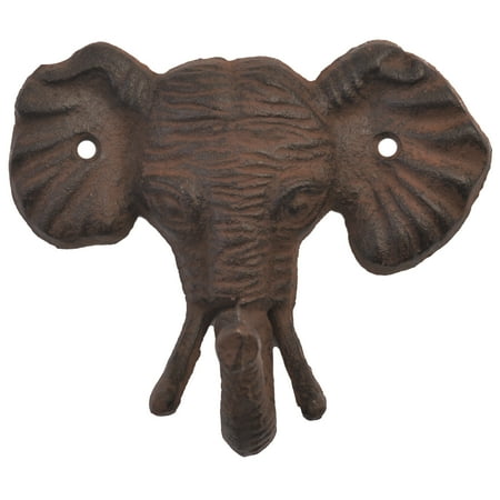 

Decorative Elephant Head Wall Hook - Rust Brown Cast Iron - 4.25 Tall
