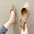 thumbnail image 2 of Womens Fashion Pumps Shoes Pointed Toe Casual Slip On Shoes Block Heeled High Heels for Women, 2 of 7