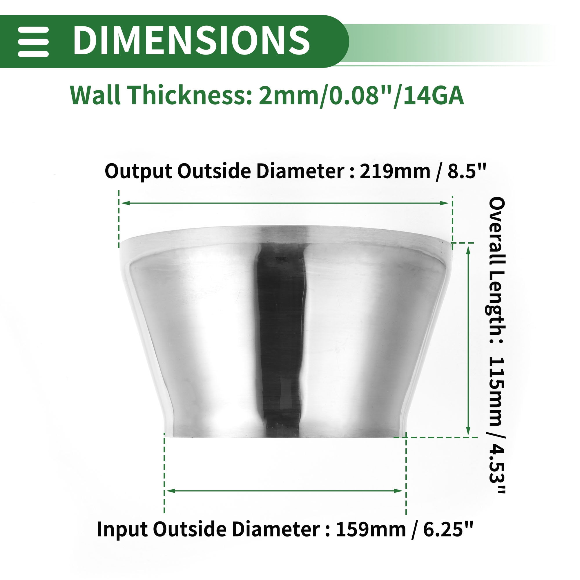 Unique Bargains Mandrel Bend Elbow Concentric Reducer Pipe Adapter 6.25" OD to 8.5" OD