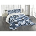 thumbnail image 3 of Ambesonne Slate Blue Quilted Bedspread Set 3 Pcs, Zigzag Twisty Lines, King Size, Dark Slate Blue, 3 of 5