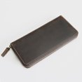 thumbnail image 4 of Cartera vintage de cuero genuino para hombre, cartera larga de piel de vaca con cremallera, cartera de mano de cuero de Caballo Loco, bolso informal de moda para jóvenes, 4 of 5