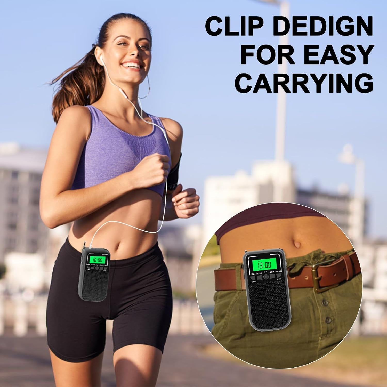 Portable Radio with LED Flashlight, AM FM SW, for Long Range Reception, Emergency Pocket Walkman Radio for Indoor, Outdoor,Walk,Jogging,Gym,Camping