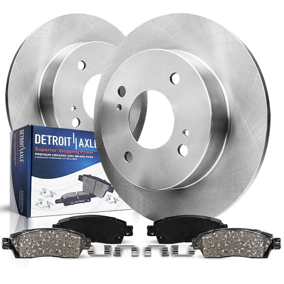 Detroit Axle - Rear Brake Kit for 2012-2017 2019 Hyundai Accent, 2012-2017 Kia Rio, 2013 2014 2015 2016 Disc Brake Rotors Ceramic Brakes Pads Replacement: 10.32 inch Rotors