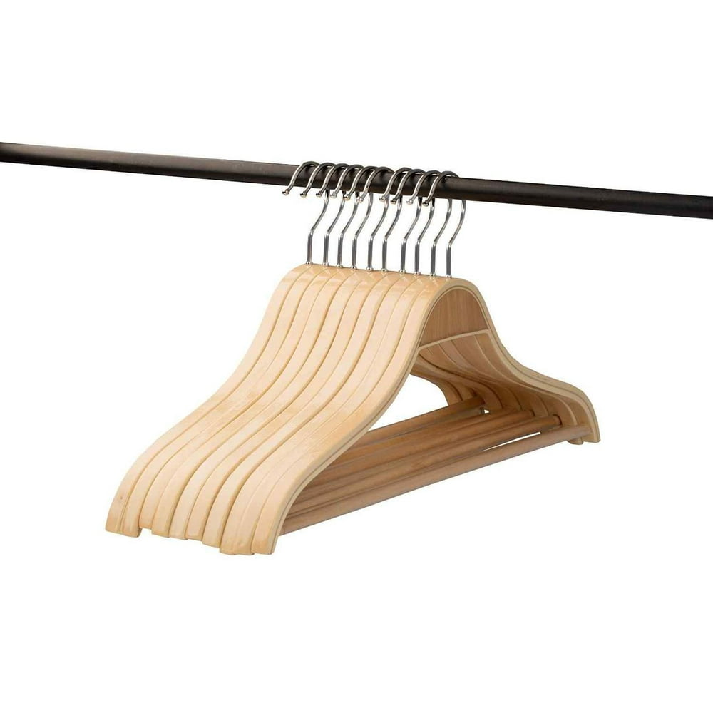 A1 Hangers wooden hangers Natural Set of 10 PACK High Quality clothes hangers, coat hanger and