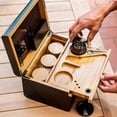thumbnail image 1 of Bamboo Storage Box with Removable Tray and Divider - Lockable Wooden Organizer for Home and Office Use, 1 of 5